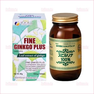 Bộ đôi trí nhớ minh mẫn Fine Ginkgo Plus 400 viên và tảo xoắn Spirulina 2200 viên