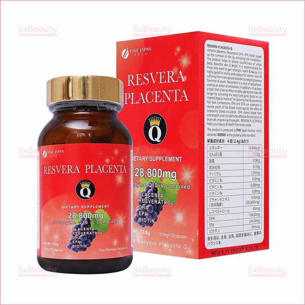 Viên uống đẹp da, làm chậm lão hóa Fine Resvera Placenta Q nội địa Nhạt hộp 120 viên