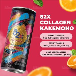 Pack 6 lon Nước uống bổ sung Collagen và Vitamin C Kakemono 245ml