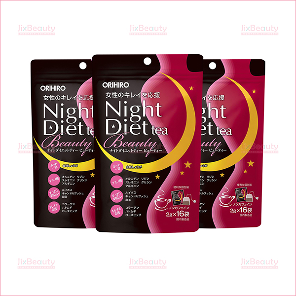 Combo 3 túi trà giảm cân làm đẹp da ban đêm Orihiro Night Diet Tea Beauty (16 gói x 2g)