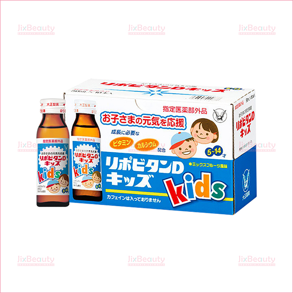 Nước uống bổ sung Vitamin và Canxi Taisho Lipovitan D Kids Nhật Bản (Hộp 10 chai x 50ml)