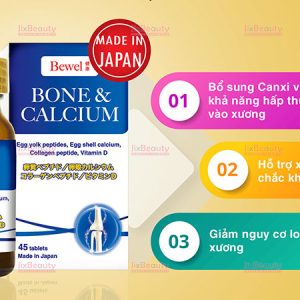 Viên uống hỗ trợ xương và tăng chiều cao Waki Bewel Bone & Calcium nội địa Nhật hộp 45 viên